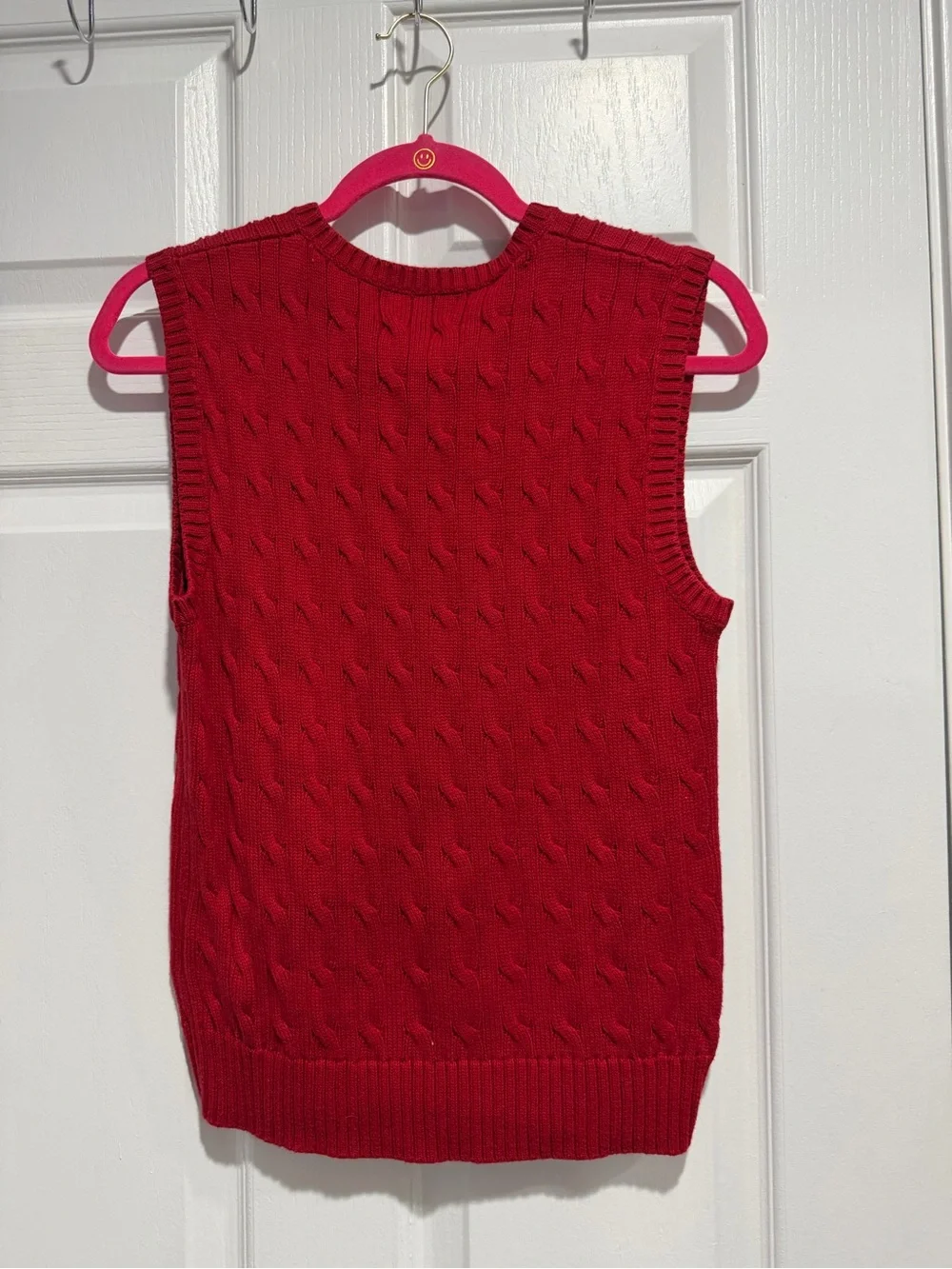 Polo by Ralph Lauren Bright Red Cable-Knit V-Neck Sweater Vest